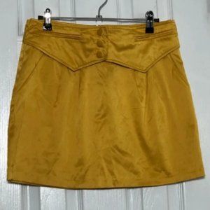 Gold Shiny Mini Skirt Front Side Pockets